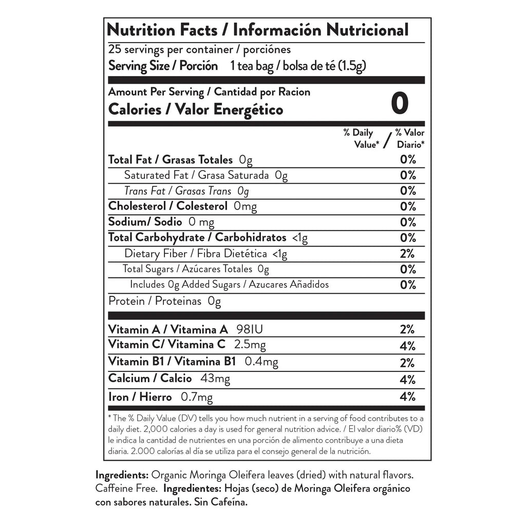 Organic Moringa Tea - Honey & Vanilla - Caffeine-Free Herbal Tea